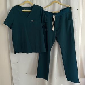 Dark greenish teal Figs Scrubs